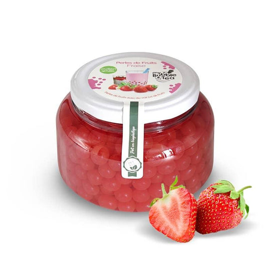 Bubble Tea Fruchtperlen Boba 450g - Erdbeere - MYTEACOFFEE.COM | TEABALLS & Bubble Tea Online bestellen | Tee ohne Teebeutel | schnelle Lieferung