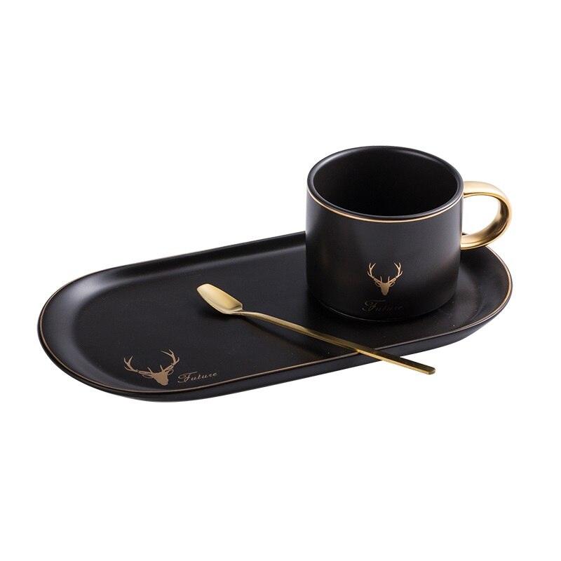 Luxuriöse Goldrand Keramik Kaffeetassen und Untertassen mit Löffel Sets - MYTEACOFFEE.COM | TEABALLS Online bestellen | Gratis Versand ab 30€