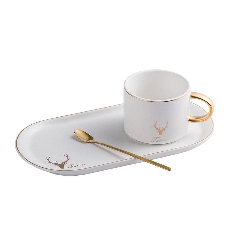 Luxuriöse Goldrand Keramik Kaffeetassen und Untertassen mit Löffel Sets - MYTEACOFFEE.COM | TEABALLS Online bestellen | Gratis Versand ab 30€