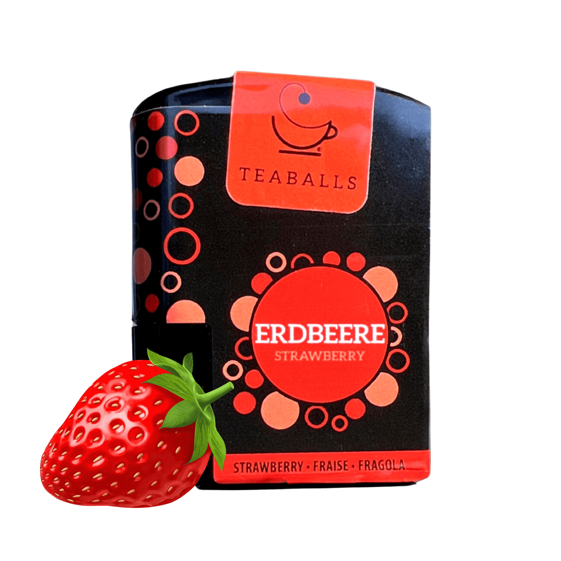 TEABALLS - Dosierspender Erdbeere | BLACK SELECTION | 30-60 Tassen