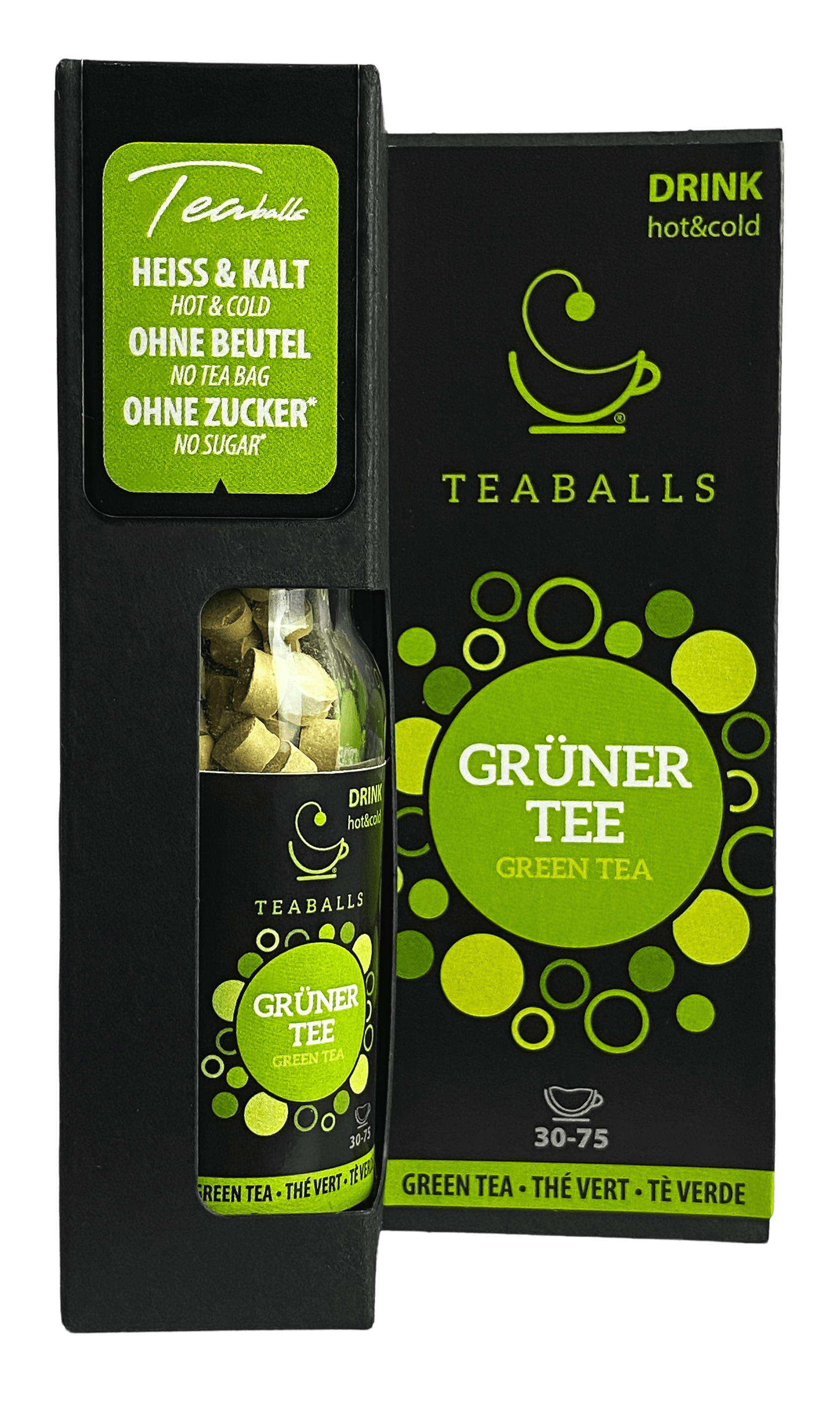 TEABALLS - Grüner Tee | BLACK SELECTION | 30-75 Tassen - MYTEACOFFEE.COM | TEABALLS Online bestellen | Tee ohne Beutel